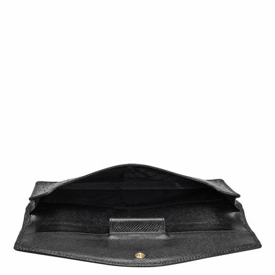 Croco Leather Passport Case - Black