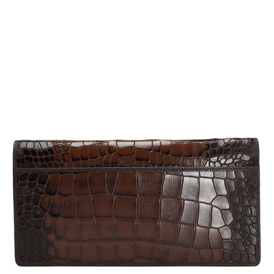 Croco Leather Passport Case - Brown