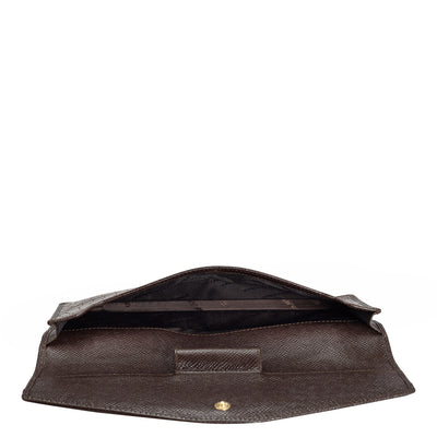 Croco Leather Passport Case - Brown
