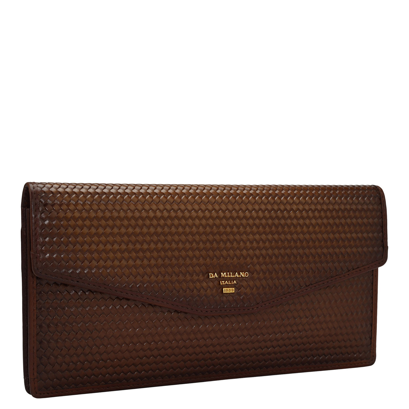 Mat Emboss Leather Cheque Book Cover - Cognac