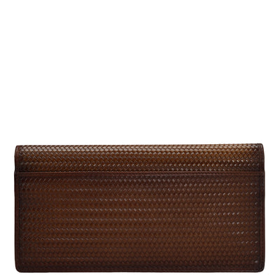 Mat Emboss Leather Cheque Book Cover - Cognac