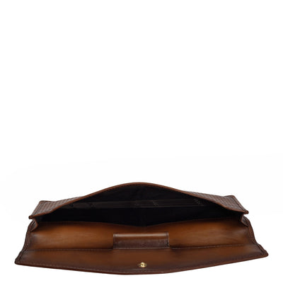 Mat Emboss Leather Passport Case - Cognac