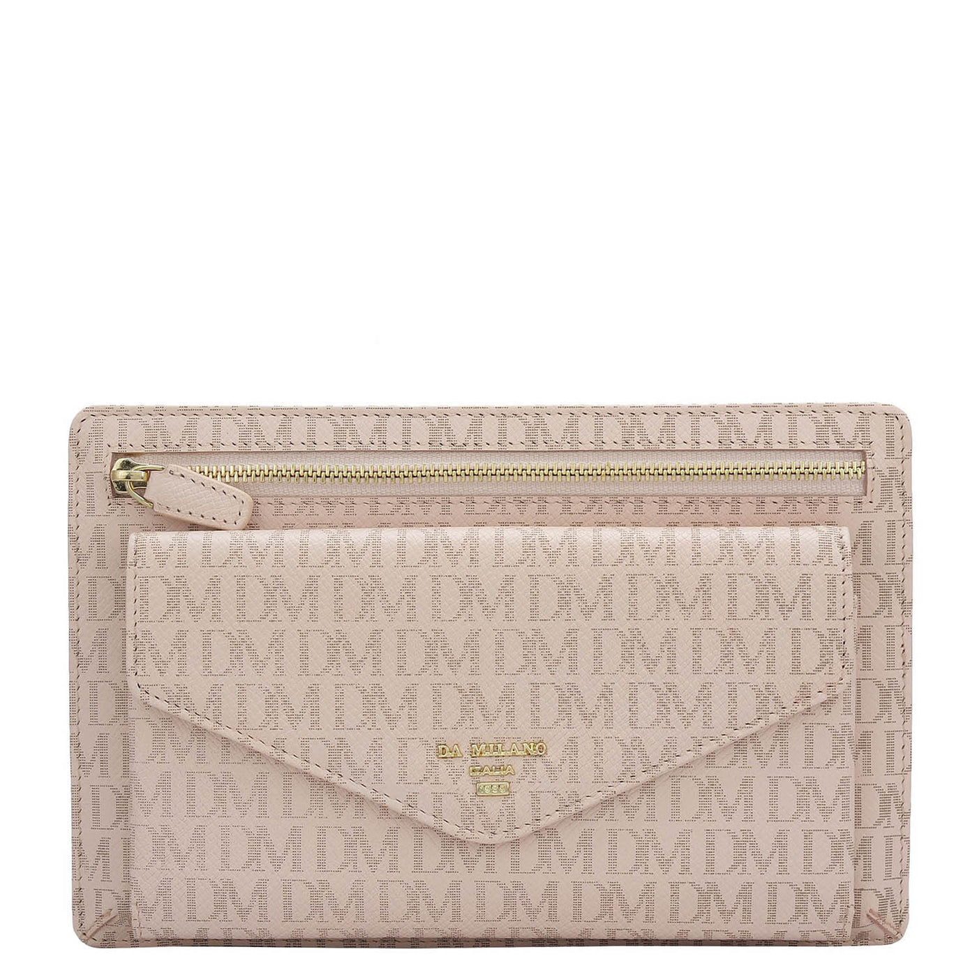 Small Monogram Leather Clutch - Blush