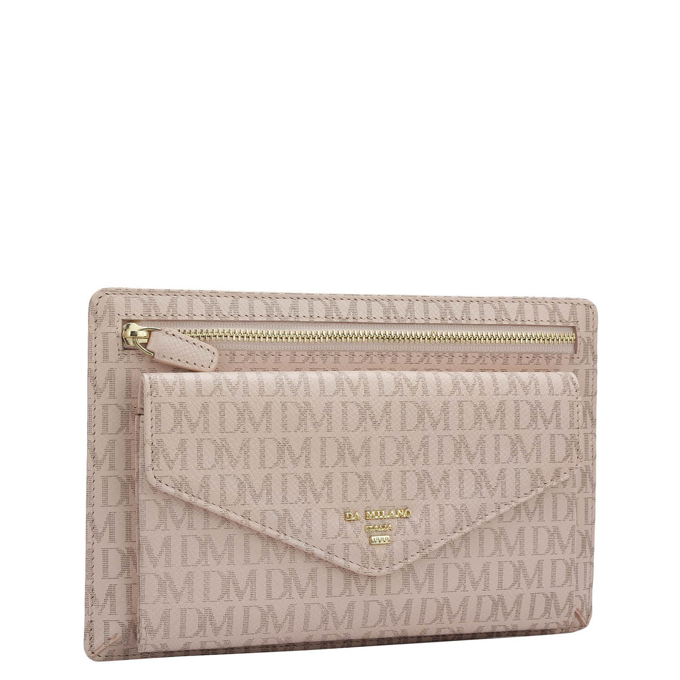 Small Monogram Leather Clutch - Blush