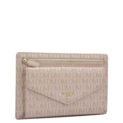Small Monogram Leather Clutch - Blush