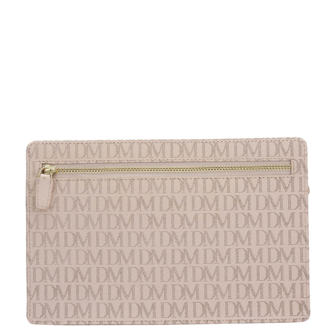 Small Monogram Leather Clutch - Blush