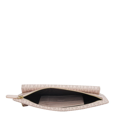 Small Monogram Leather Clutch - Blush