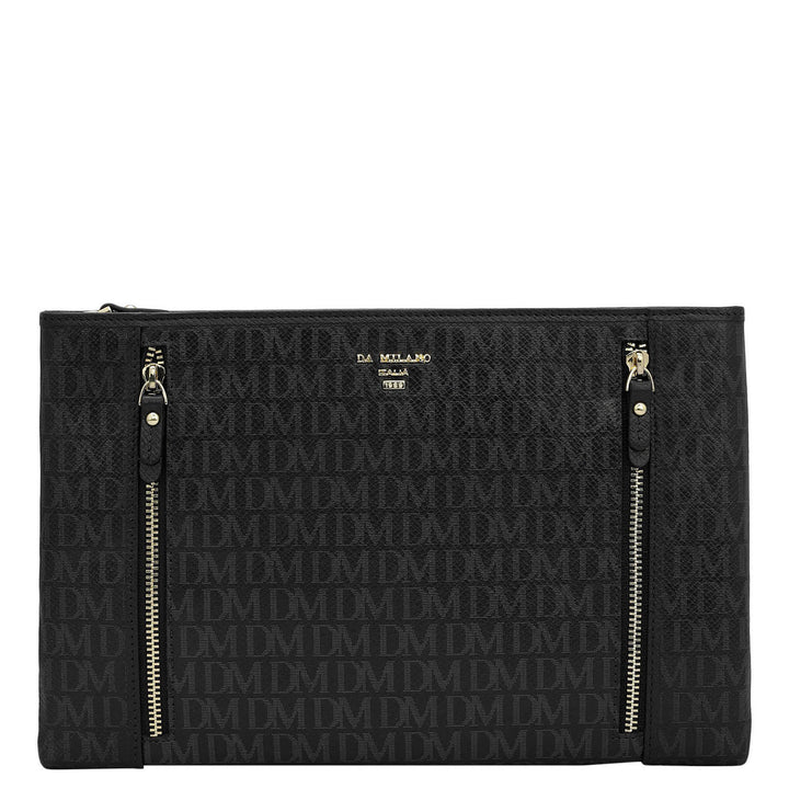Small Monogram Leather Clutch - Black