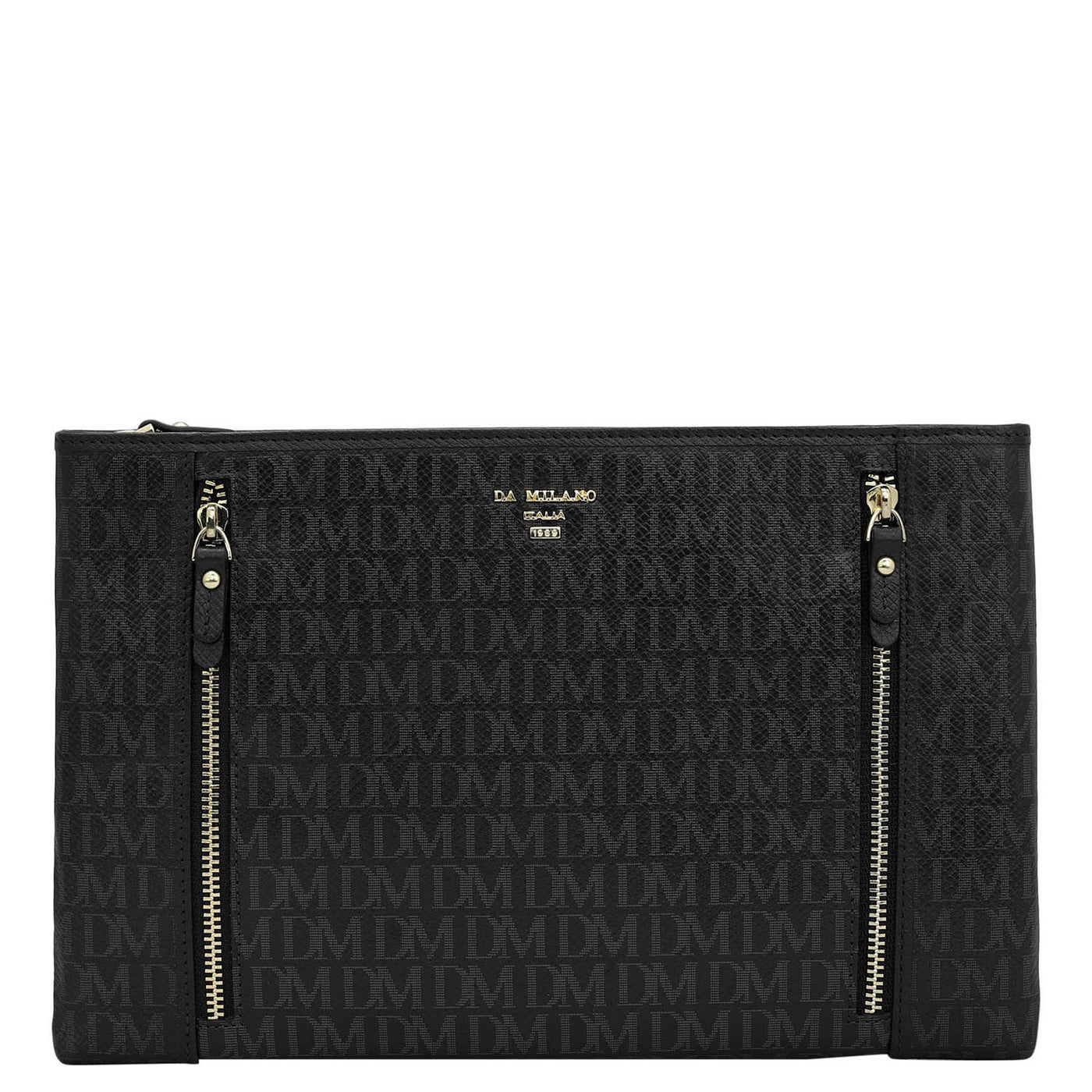 Small Monogram Leather Clutch - Black
