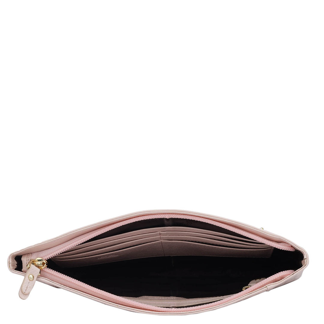 Small Monogram Leather Clutch Blush Da Milano