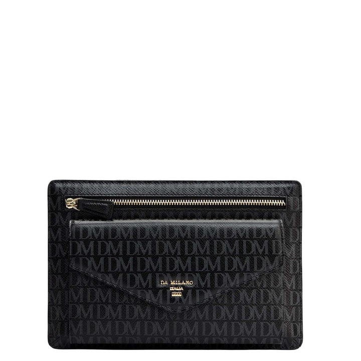 Small Monogram Leather Clutch - Black