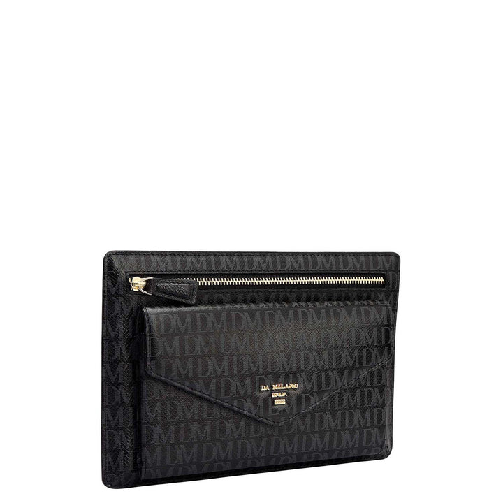 Small Monogram Leather Clutch - Black
