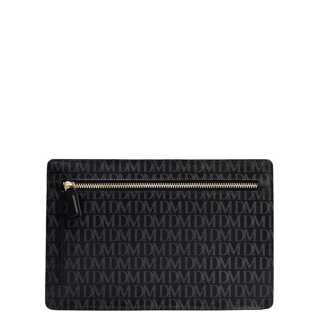 Small Monogram Leather Clutch - Black