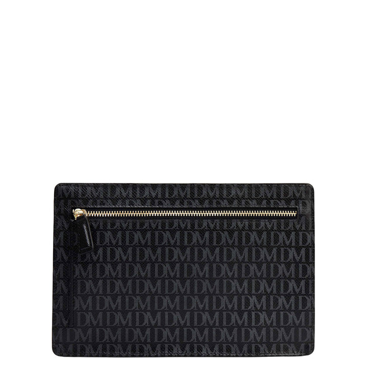 Small Monogram Leather Clutch - Black