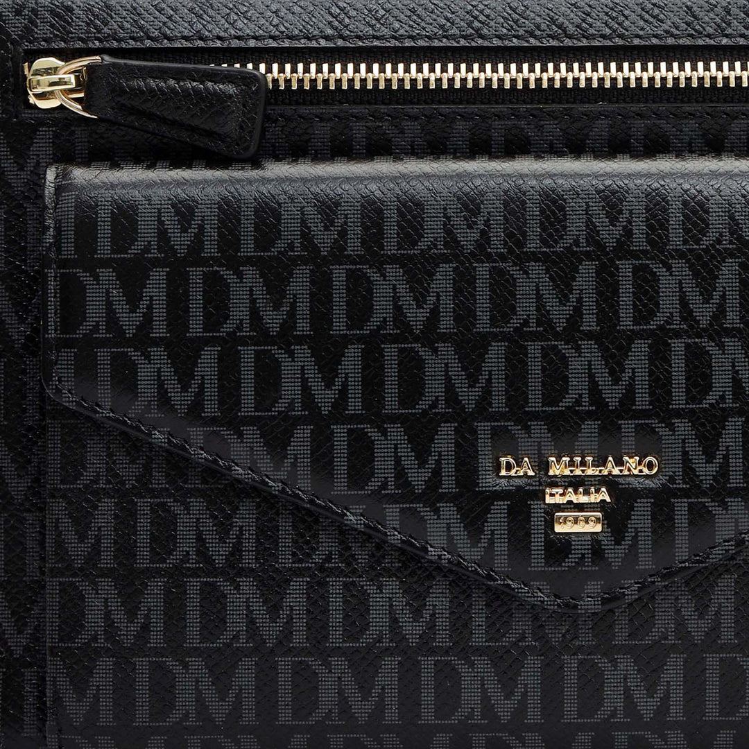 Small Monogram Leather Clutch - Black