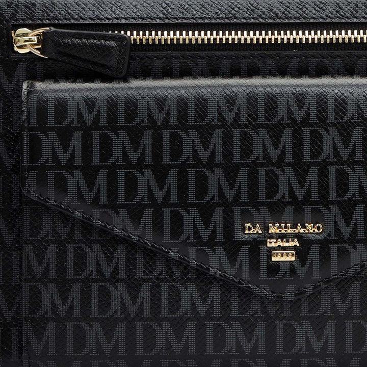 Small Monogram Leather Clutch - Black