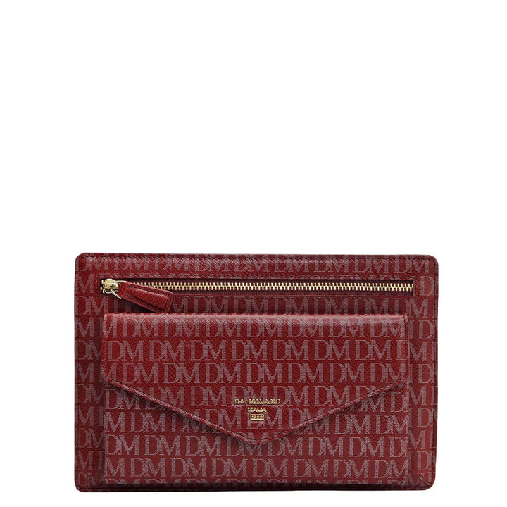 Small Monogram Leather Clutch - Cherry