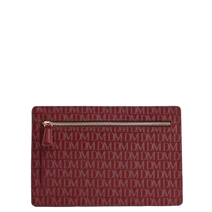 Small Monogram Leather Clutch - Cherry
