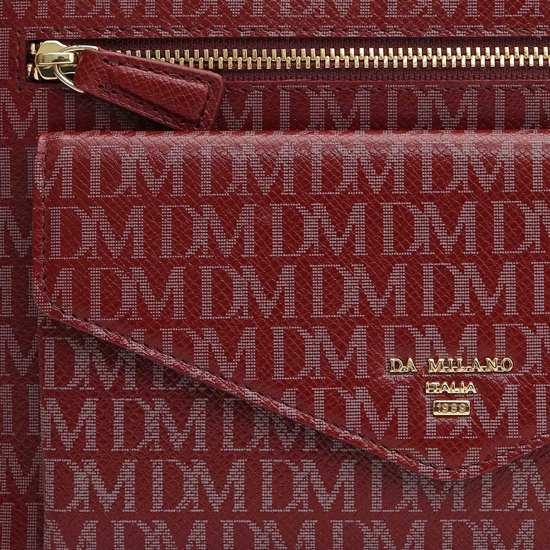 Small Monogram Leather Clutch - Cherry