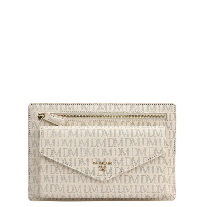 Small Monogram Leather Clutch - Marshmallow