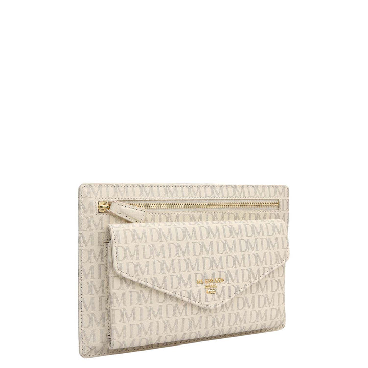 Small Monogram Leather Clutch - Marshmallow