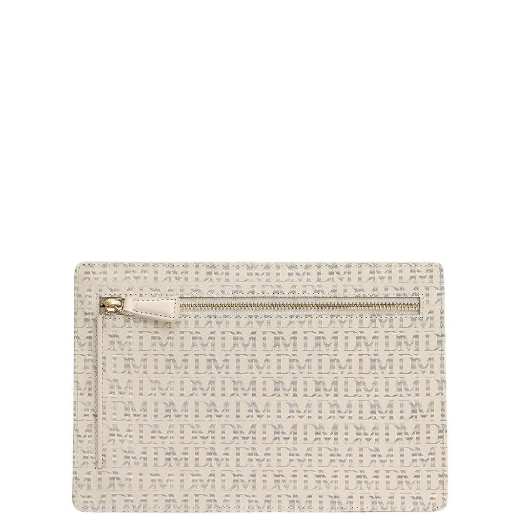 Small Monogram Leather Clutch - Marshmallow