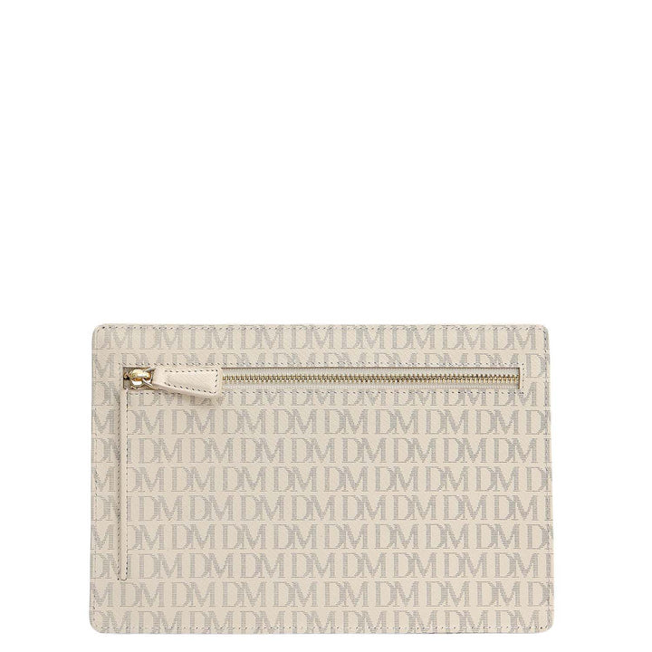 Small Monogram Leather Clutch - Marshmallow