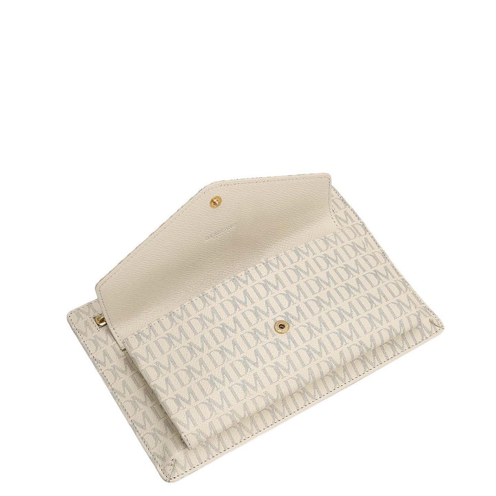 Small Monogram Leather Clutch - Marshmallow