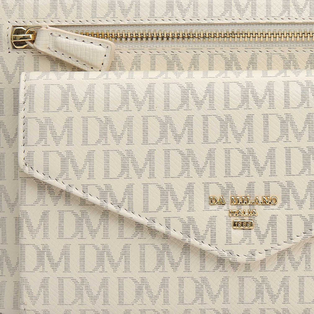 Small Monogram Leather Clutch - Marshmallow
