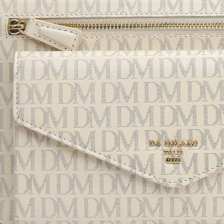 Small Monogram Leather Clutch - Marshmallow