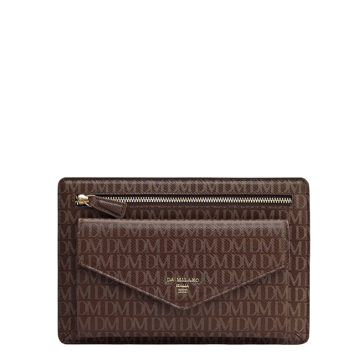 Small Monogram Leather Clutch - Walnut