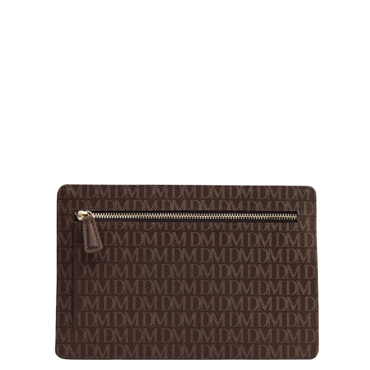 Small Monogram Leather Clutch - Walnut