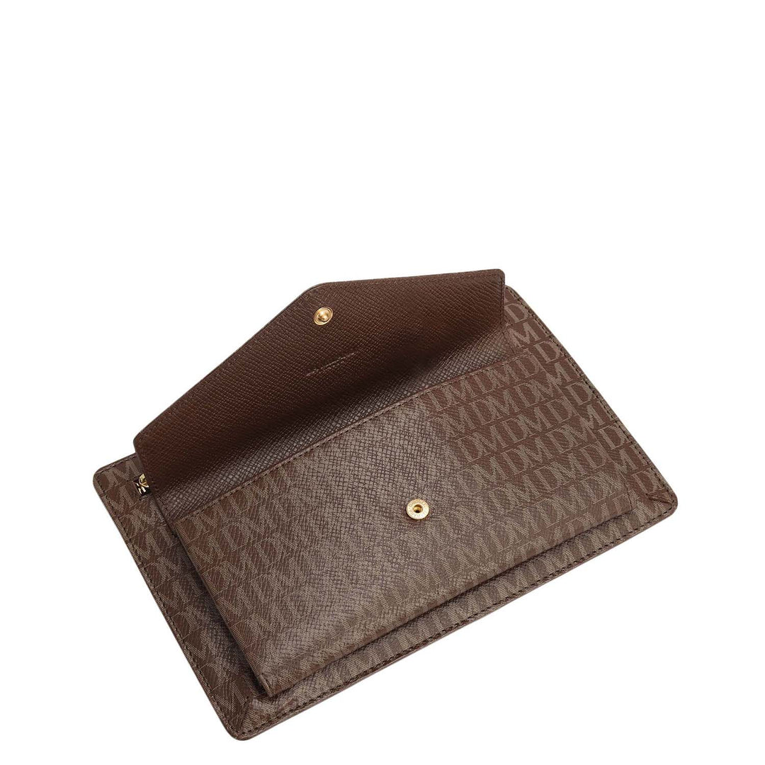 Small Monogram Leather Clutch - Walnut