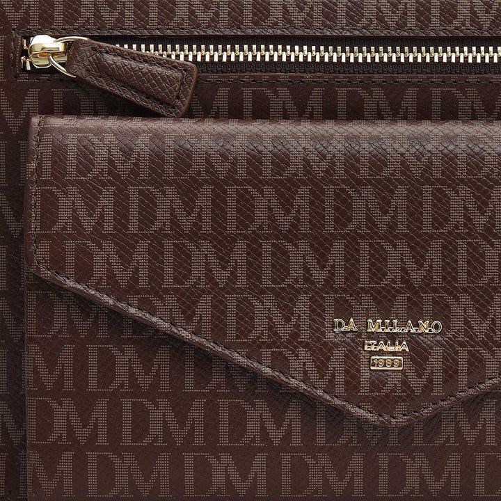 Small Monogram Leather Clutch - Walnut