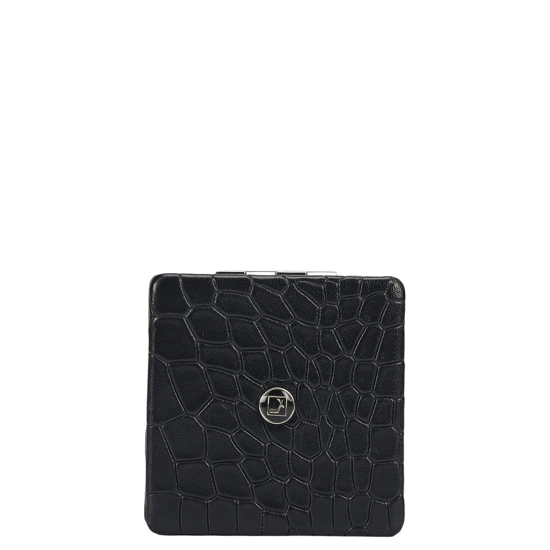 Croco Leather Leather Mirror - Black