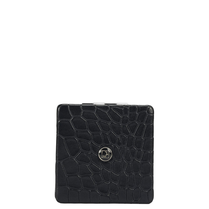 Croco Leather Leather Mirror - Black