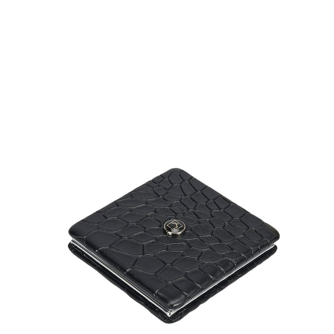 Croco Leather Leather Mirror - Black