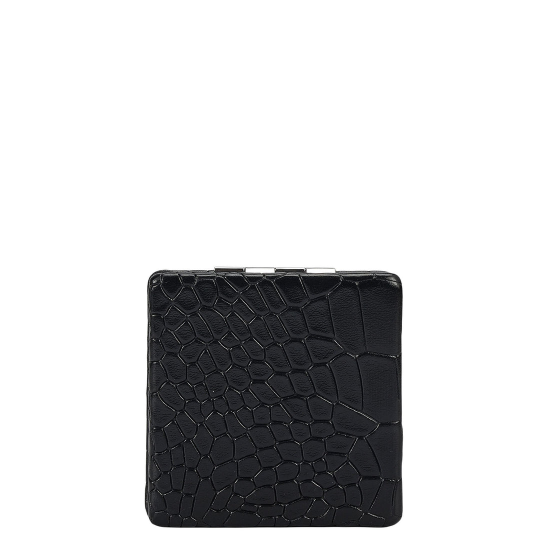 Croco Leather Leather Mirror - Black