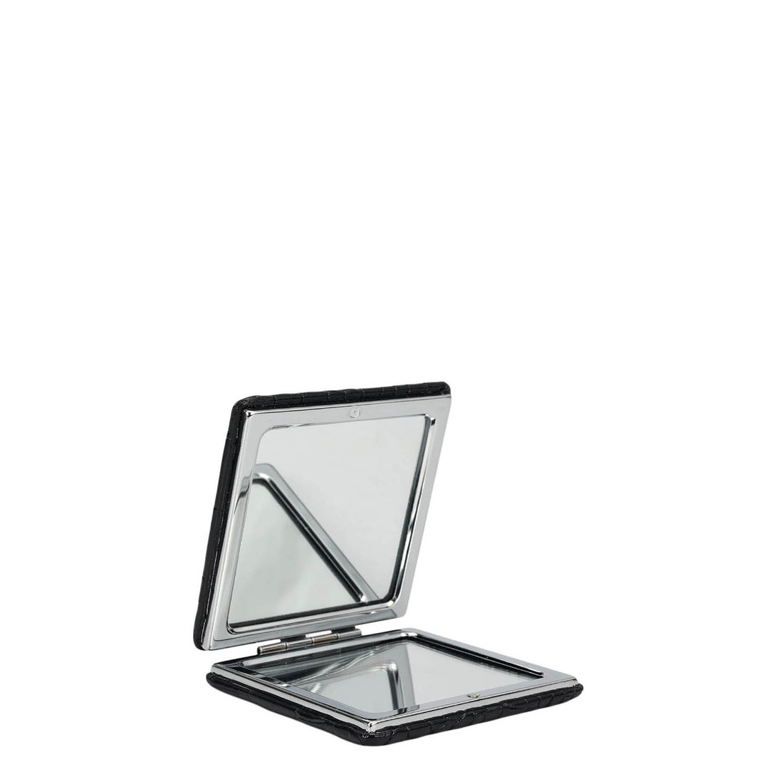 Croco Leather Leather Mirror - Black