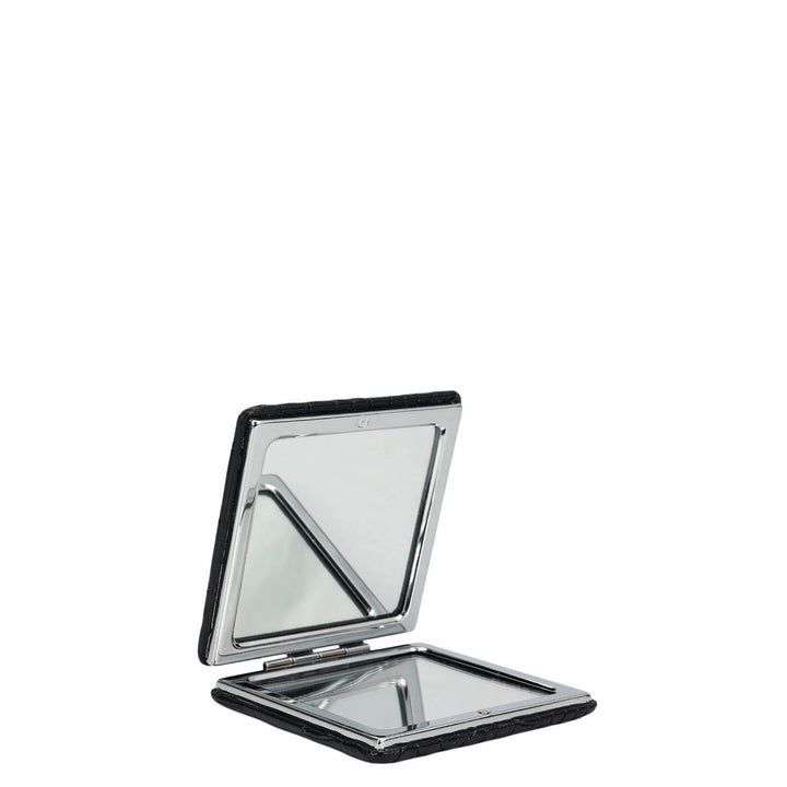 Croco Leather Leather Mirror - Black