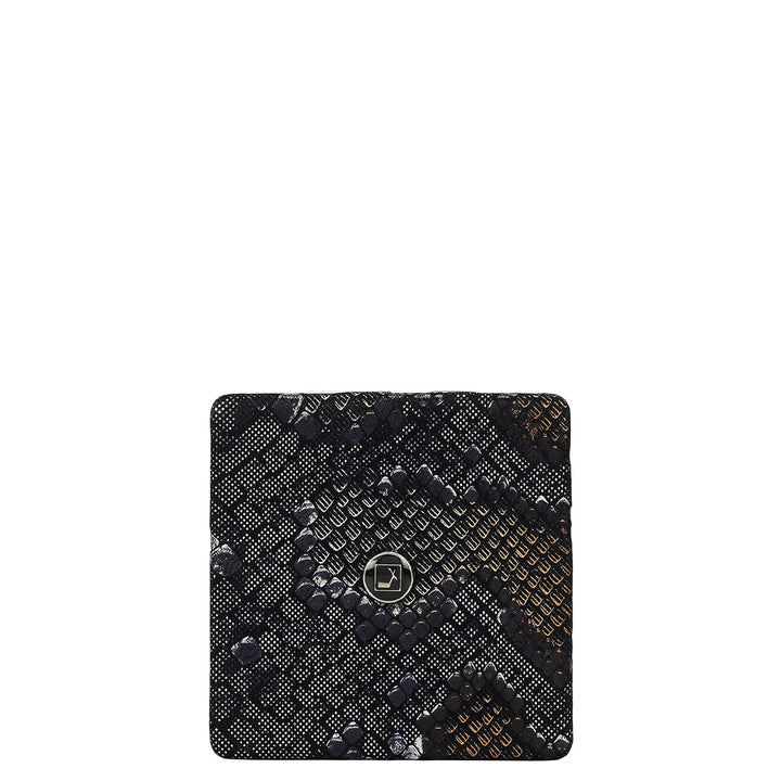Snake Leather Leather Mirror - Black & Gold