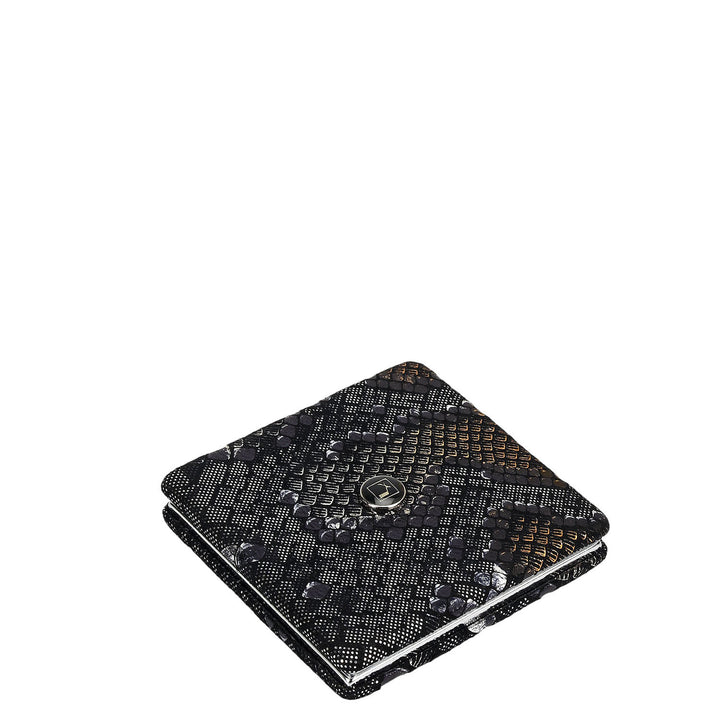 Snake Leather Leather Mirror - Black & Gold