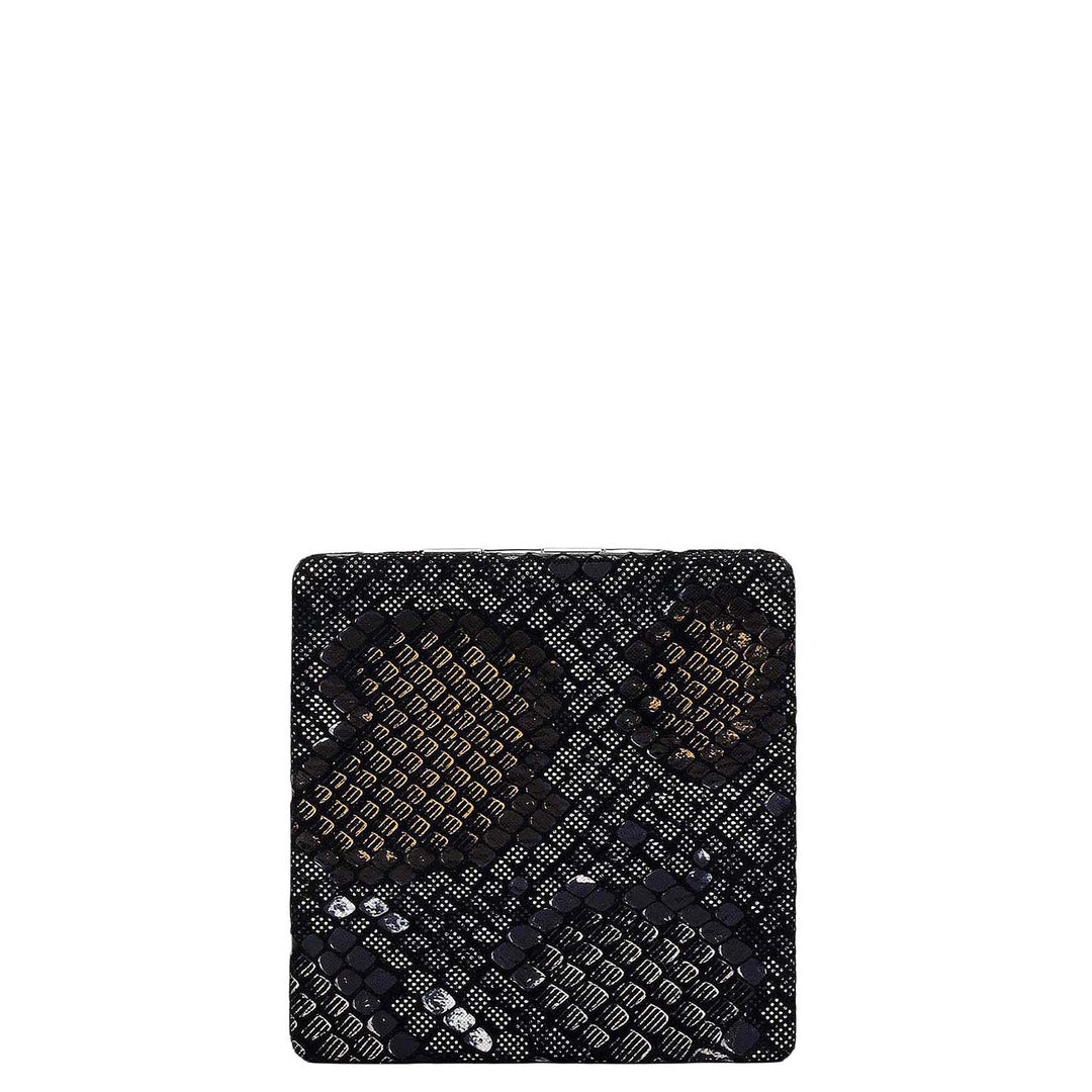 Snake Leather Leather Mirror - Black & Gold