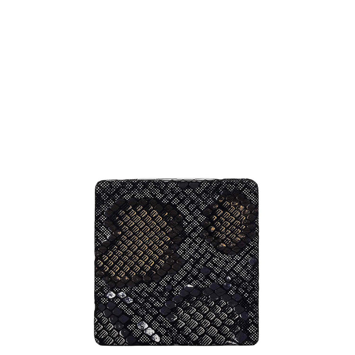Snake Leather Leather Mirror - Black & Gold