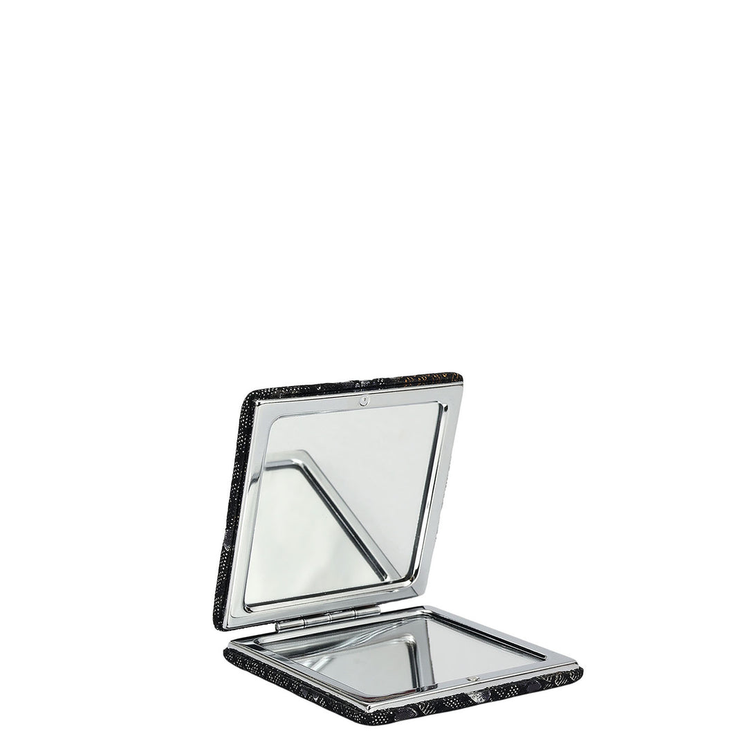 Snake Leather Leather Mirror - Black & Gold