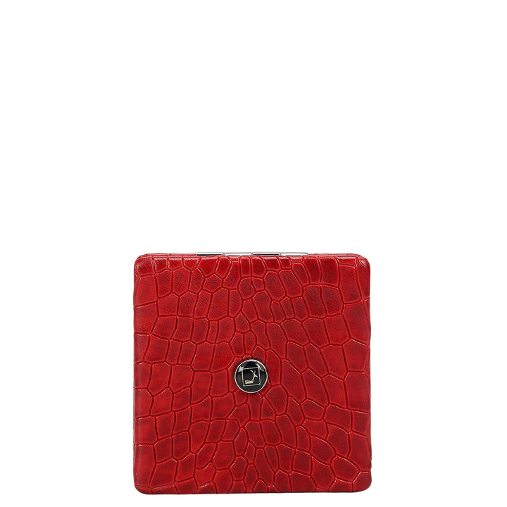 Croco Leather Leather Mirror - Red