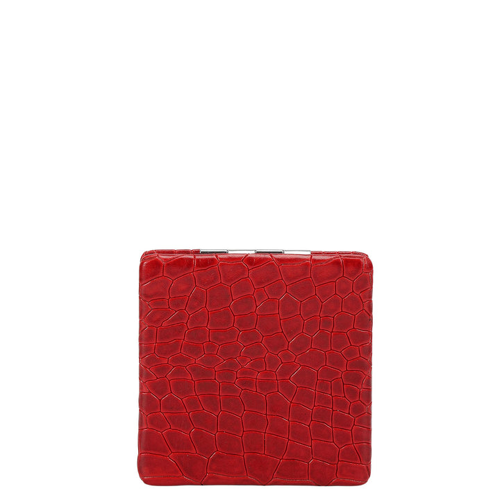 Croco Leather Leather Mirror - Red