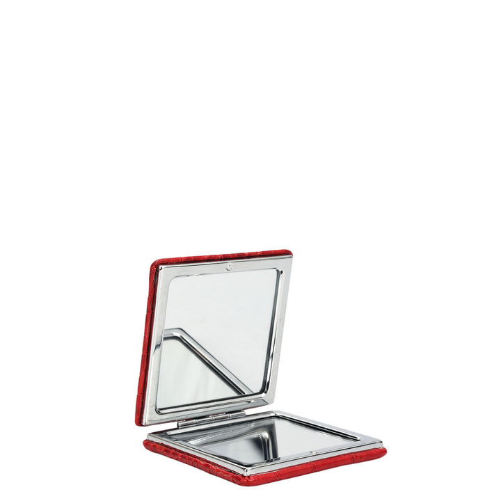 Croco Leather Leather Mirror - Red