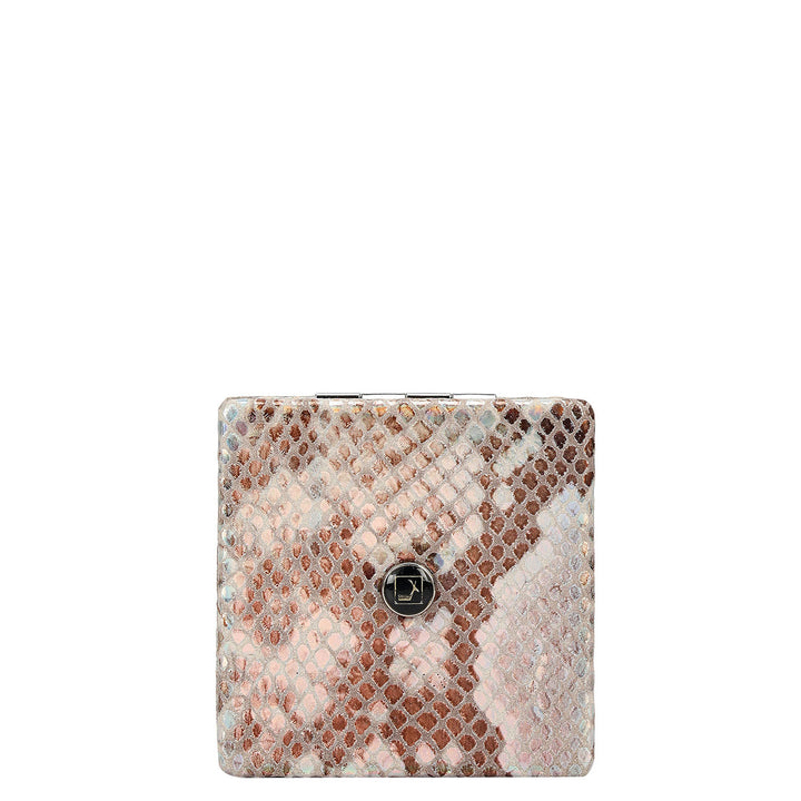 Snake Leather Leather Mirror - Silver