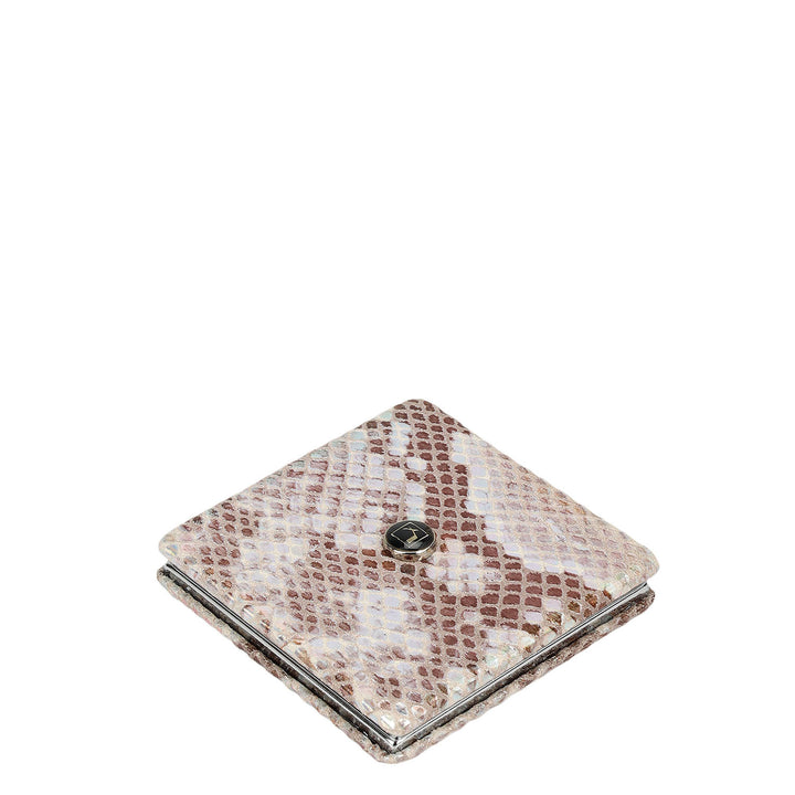 Snake Leather Leather Mirror - Silver